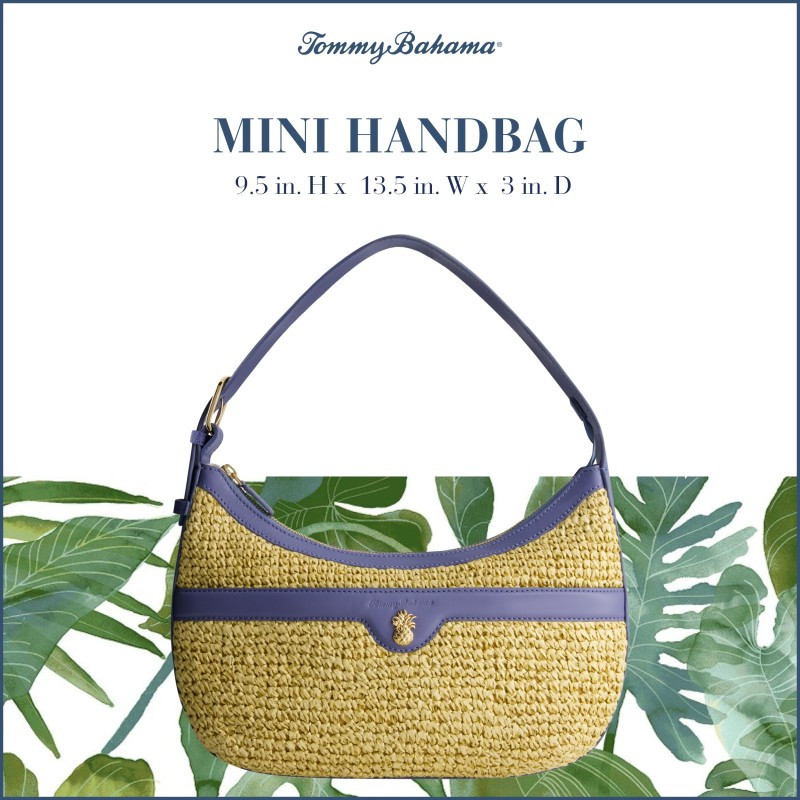 Concept One Tommy Bahama Mini Bolso de Mano para Mujer con Cierre de Cremallera y Bolso Hobo de diseño Tejido, Azul, Azul