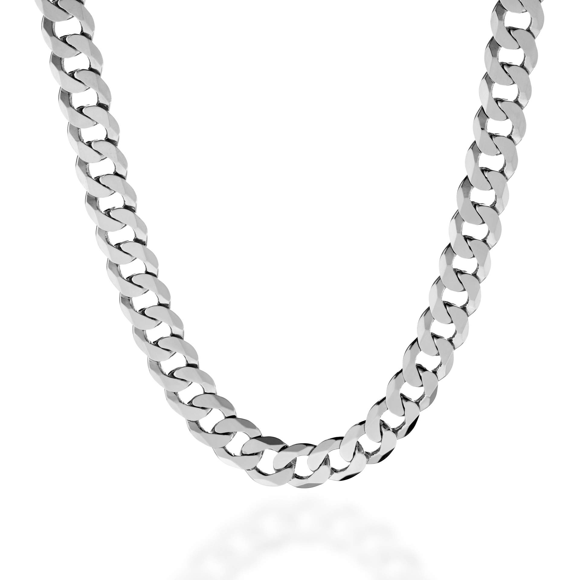 QUADRI - Cadena de eslabones cubanos para hombre extra brillante de 10 mm en plata de ley 925 Collar italiano con talla de diamante